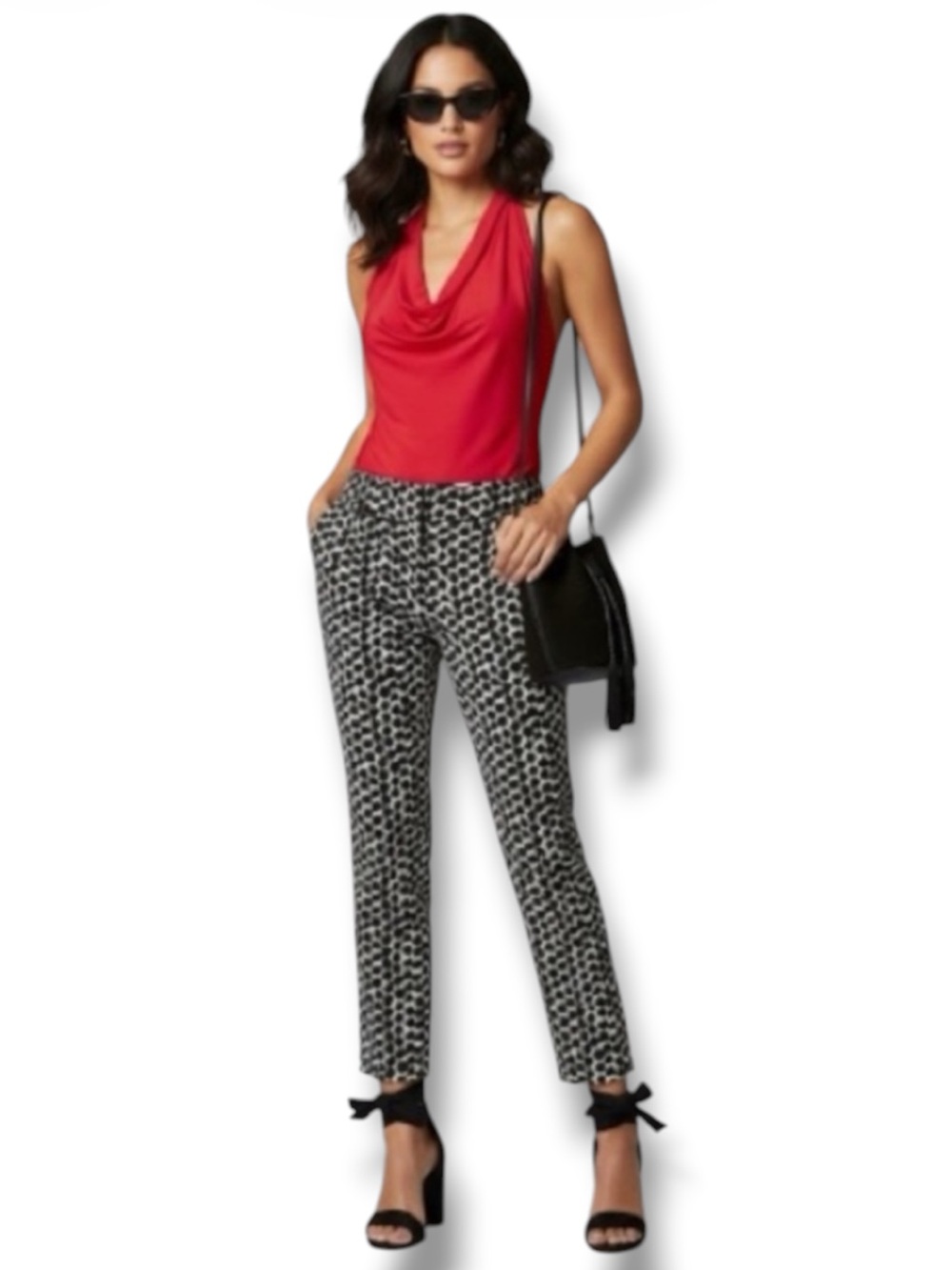 New York & Company 7th Avenue VTG Y2K Pants Cropped Ankle Chic Black White Red 0